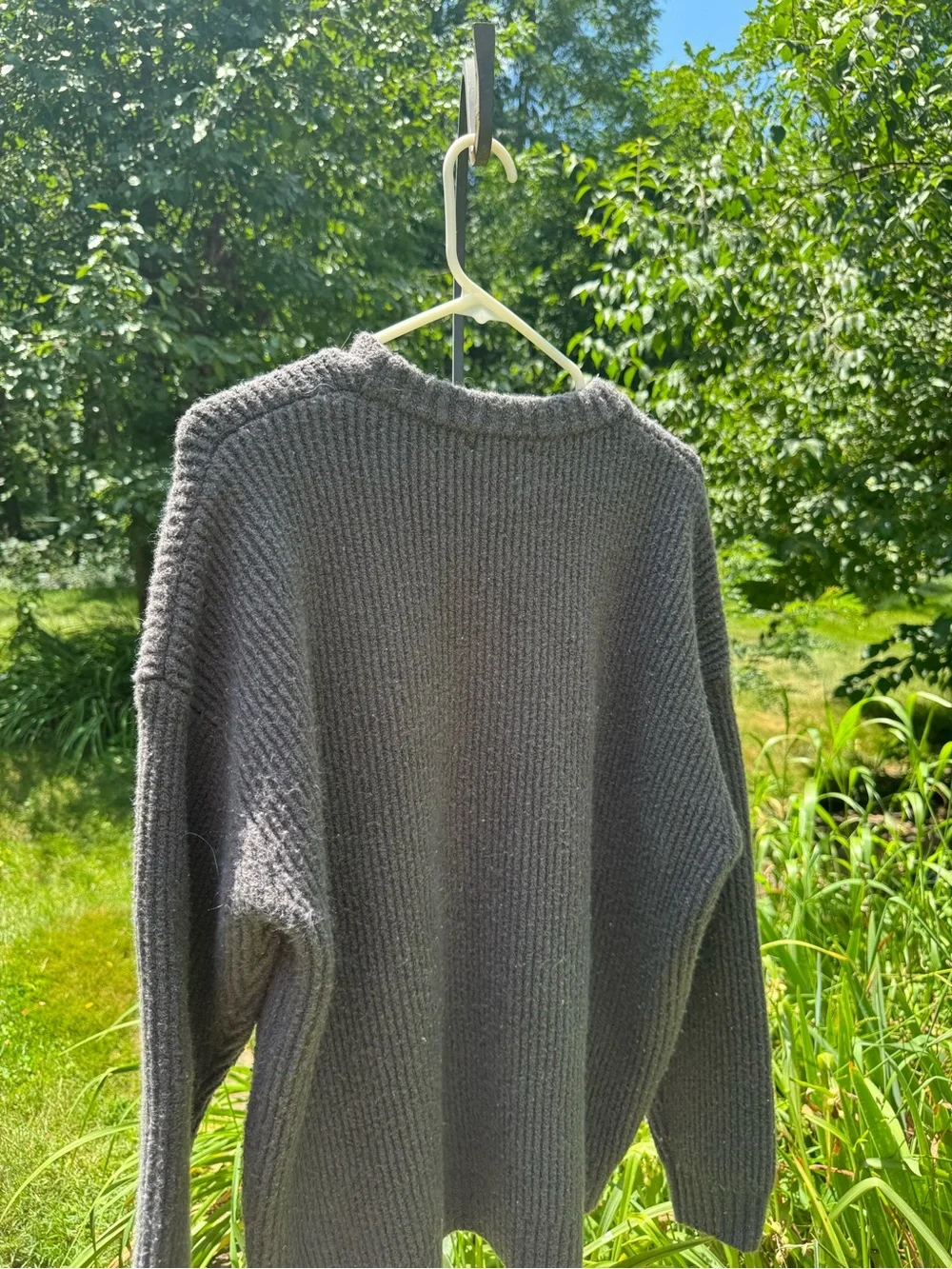 ZARA Cozy Ribbed Knit Sweater — Heather Gray